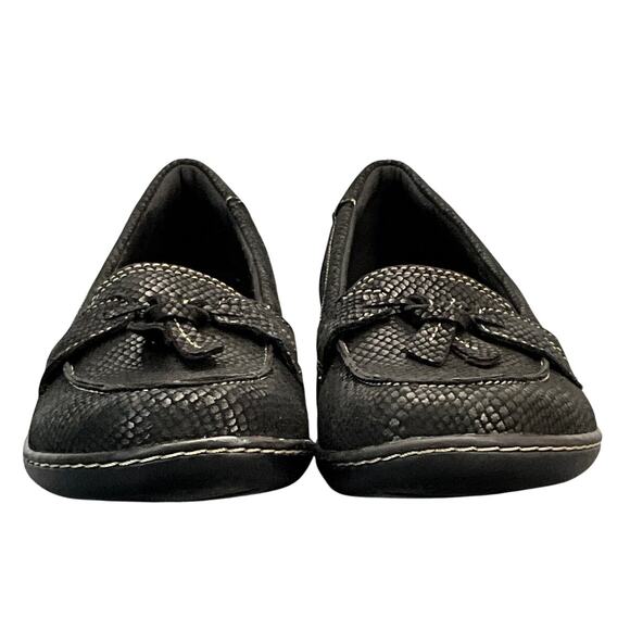 Clarks Collection Ashland Bubble Black Leather Slip On Comfort Loafer Women 7.5 - Picture 6 of 11